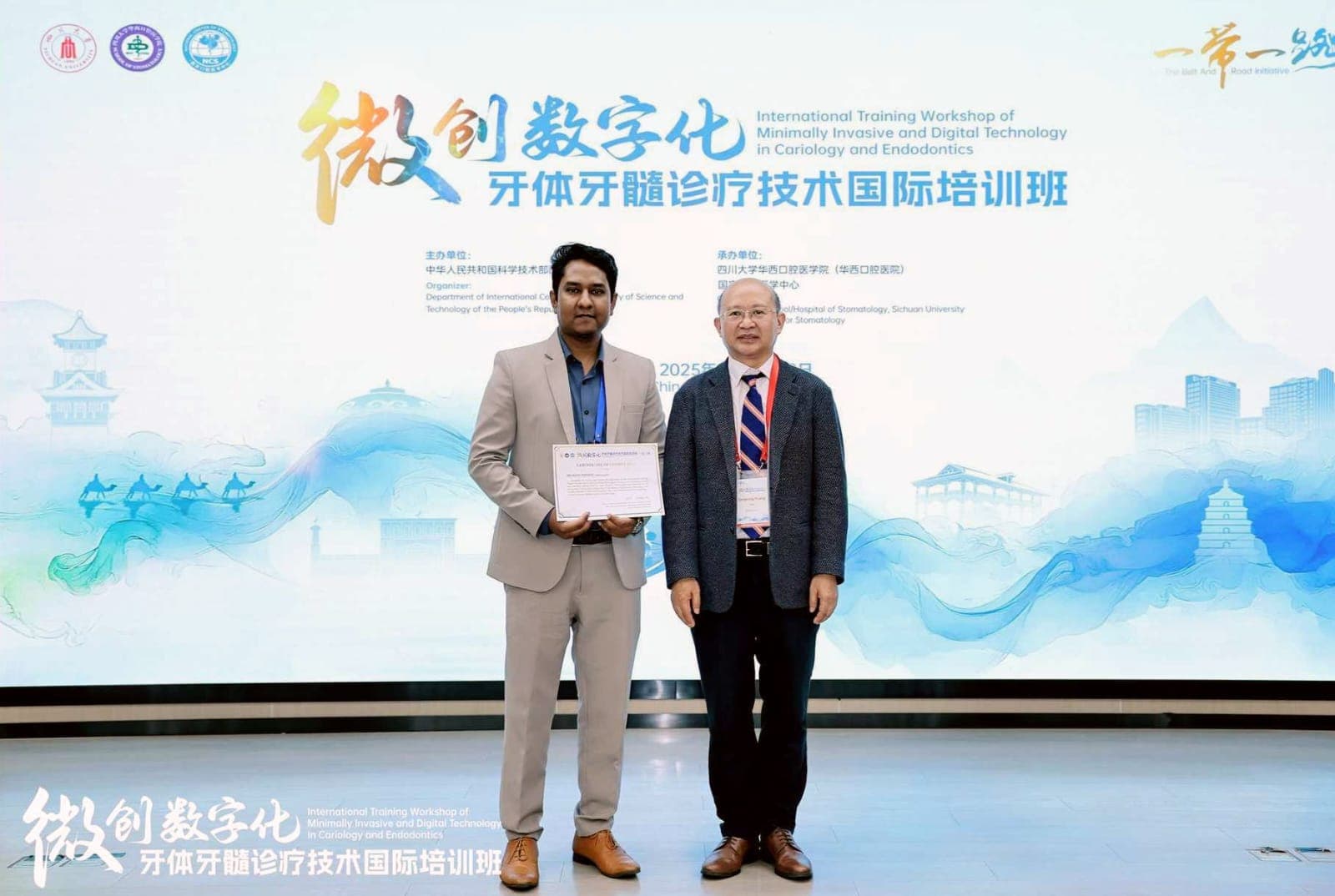 Receiving the international training certificate